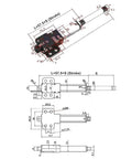 Technical diagram of Compact 12V DC Linear Actuator With 200mm Stroke, 150N Lift, 4mm/s Travel, IPX4 Rating, Mini Electric Actuator
