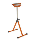 Tri Function Pedestal Roller Stand With Adjustable Height 27 To 43.75 Inches, polished steel roller with ball bearing, side view