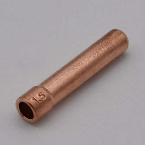TIG Gas Lens Collet Body Set for WP 9 20 25 Torch, copper collet for 1/16 inch tungsten electrode, close-up view
