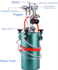 Pro Grade Heavy Duty 5L Pneumatic Paint Pressure Pot With Upgraded 6 Hole Air Spray Gun, showing nozzle, tank, and valves.