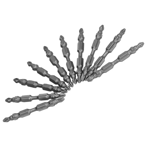 Top Notch CNC Machined Metal Hardware Tool Kit Featuring 10 Piece Double End Screwdriver Bit Set With High Speed Steel Hex Shank Magnetic Cross Bits That Work Like A Charm For Electric Drills And Hammers.