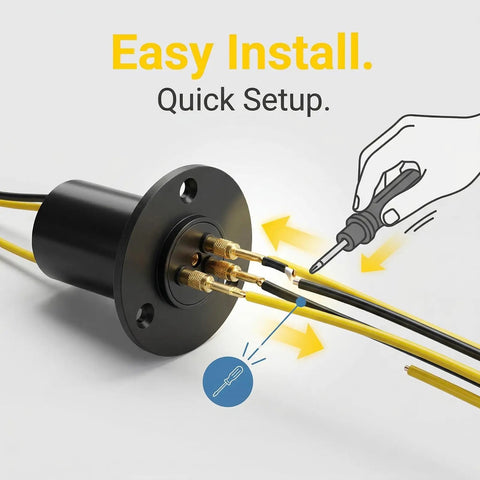 Heavy Duty Electrical Slip Ring 2 Wire Conductive Collector Ring 15A Per Ring 300mm Wire Length IP51 Rated For High Power Equipment And Industrial Accessories, easy install