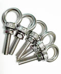 5 Piece 304 Stainless Steel Eye Bolts Set With Nuts And Flat Washers, M6 Shoulder Eyebolts, Heavy Duty Lifting Rings, Corrosion Resistant