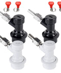 Two Pack Ball Lock Keg Disconnects With MFL Swivel Nuts For Quick No Fuss Beer Keg Connections In Your Home Brew Setup Sankey Compatible Durable Bar Grade Ball Lock Fittings, black and white