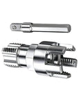 Pro Grade Alloy Pipe Threader And Trimmer featuring shiny steel design for plumbing repairs with smooth edges.