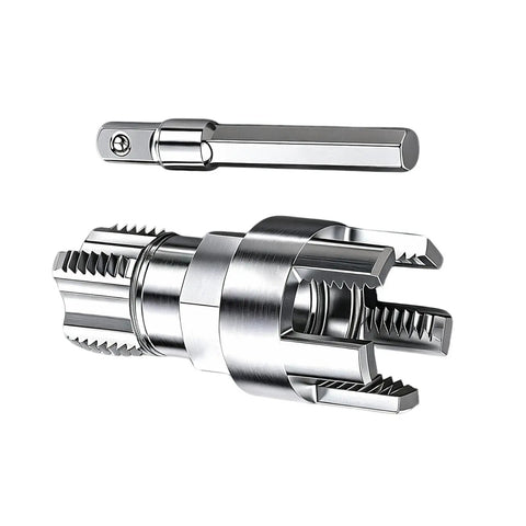 Pro Grade Alloy Pipe Threader And Trimmer featuring shiny steel design for plumbing repairs with smooth edges.