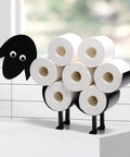 Playful Swan Shaped Toilet Paper Holder Stand Black Metal Bathroom Tissue Organizer For Eight Jumbo Rolls Free Standing