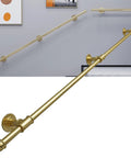 Straight Up Solid Gold Stair Handrail Wall Mounted Banister Built Like A Tank For Heavy Duty Indoor Outdoor Projects No Sweat Install Super Grippy 16 Feet Support Bar on a wall.
