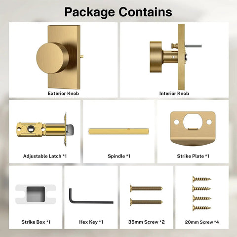 Antique Brass Door Knobs With Privacy Function, Vintage Interior Door Hardware, Rectangular Modern Door Handle components