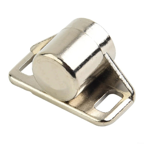 Magnetic Door Catch Zinc Alloy Cabinet Latch With Heavy Duty Strong Hold, silver finish, close-up view