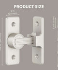 Heavy Duty Zinc Alloy Barn Door Lock Latch With 90 Degree Turn For Easy Operation Tough As Nails Built To Last Corrosion And Abrasion Resistant Security Lock For Bathroom Garage Bedroom Cabinet Nickel Finish dimensions with screws