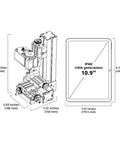 Knockout Aluminum Mini Milling Machine Benchtop Wood Lathe dimensions and size comparison with iPad for compact workshop use.