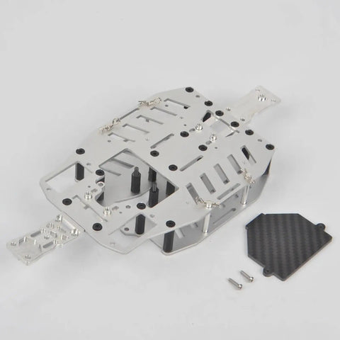 Aluminum RC Frame Chassis Kit For E Revo Slash 4WD Summit VXL 4x4 1 16 Scale, CNC-machined aluminum parts, top view with accessories