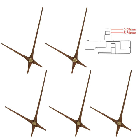 Wooden Clock Hands Replacement Kit 5.11 Inch Clock Pointer Plates for DIYers crafting and clock repair, bronze tone movement, easy install