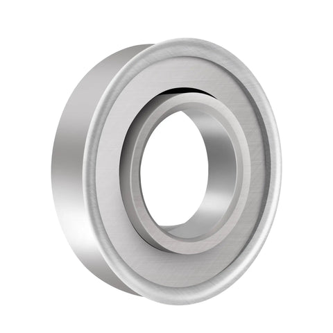 Beefy Three Quarter Inch By One Three Eighth Inch Flanged Ball Bearing Replacement Set For Lawn Mower Wheels Four Pack Tough Galvanized Steel Fits Shafts Three Quarter Inch And Hubs One Three Eighth Inch Ideal For Lawn Mowers Wheelbarrows Garden Carts close-up