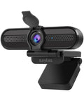 4K Auto Focus USB Web Cam With Dual Mics And Quick Privacy Flip Hella Crisp Video For Seamless Meetings Live Streams And Streamer Clips Plug And Play On PC Or Laptop A Total No Brainer Purchase, close-up view with privacy cover open.