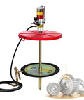 Top Shelf Air Operated Grease Pump Kit For 55 Gallon Drums features a 16 foot hose and a red universal gun head.