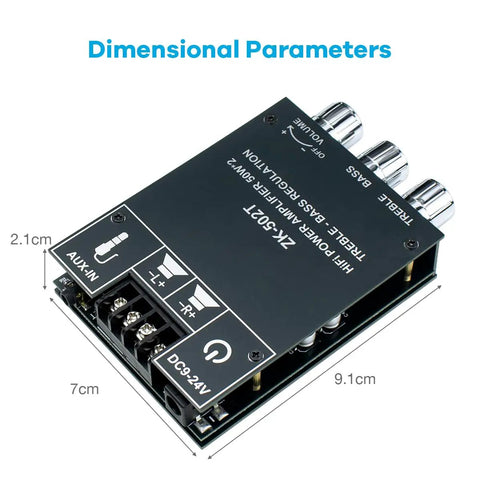 Bluetooth 5.0 Amplifier Board With Bass And Treble Control For Dope Home Audio Setup 100W Dual Channel TPA3116D2 Amp Module top view