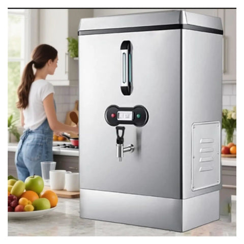 40L Commercial Hot Water Dispenser Urn With Auto Fill Faucet Stainless Steel Tank On Demand Boiling For Coffee Shops Offices Breakrooms Tea Stations Boss Ready High Capacity Brew Solution, stainless steel tank in kitchen environment
