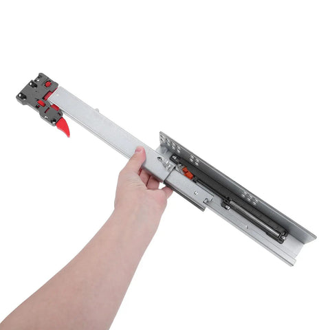 Heavy Duty Soft Close 10 Inch Concealed Undermount Drawer Slides Full Extension Runners In Cold Rolled Steel held in hand
