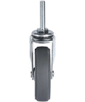 Front view of heavy duty swivel caster wheels with threaded stem.