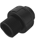 Heavy Duty Garden Hose Adaptor Three Quarter Inch NPT To Garden Hose And One Inch Pipe With Swivel UV Reinforced Nylon And Nitrile Seals Backnut Twist Prevention Tough As Nails Yet Lightweight Durable Fitting black threaded fitting