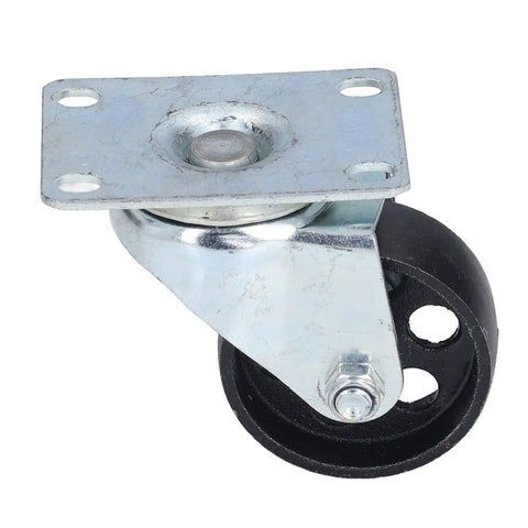 Heavy Duty 3 Inch Swivel Caster Wheel Pair Dual Bearing Cast Iron Housing Industrial Rubber Tread close-up view