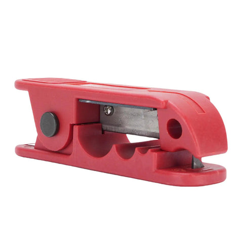 Fabater Auto Adjusting Wire Stripper Tool With Ergonomic Handle features a red plastic body for precise crimping and cutting.