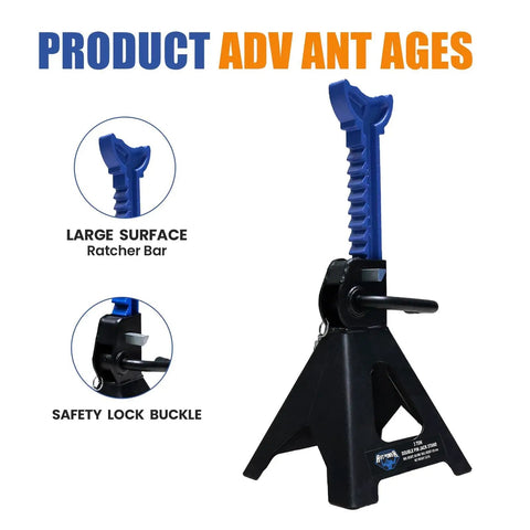 3 Ton Double Locking Car Jack Stands Heavy Duty Lift Supports Adjustable 11.2 To 16.8 Inches 6000 LB Capacity Each Set Of Two
