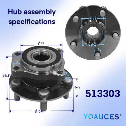 Front Wheel Hub And Bearing Assembly For 2009 To 2014 Forester Outback Impreza Legacy XV Crosstrek 5 Lug With ABS Direct Fit Replacement Durable Wheel Bearing Unit Easy Install Bolt In For Subarus with measurements