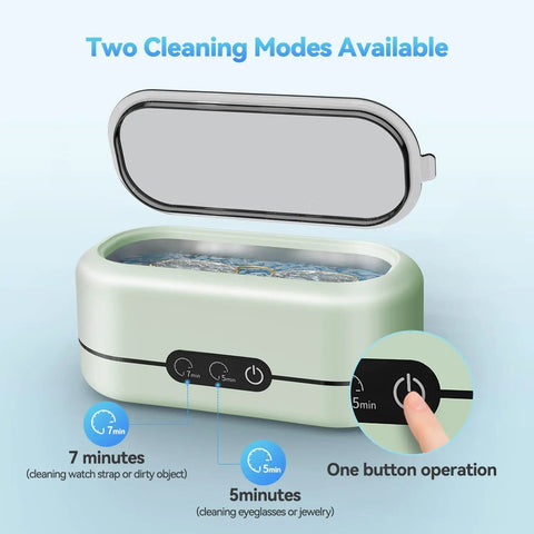 Pro Gear Slick Ultrasonic Cleaner For Jewelry And Glasses With Dual Cleaning Modes And Strong 48 Khz Waves To Sweep Out Tough Gunk With Plain Tap Water For Bright Shine, showing control panel with timer settings.