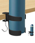Heavy Duty Desk Cup Holder With Secure Clip For Tumbler And Mug Keep Your Brew Locked Tight And No Mess On Any Workspace Game Changer For Daily Grind Office Setup, showing a blue drink holder with a black clip mount.