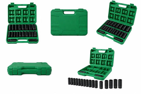 Premium Rust Proof Electric Hex Key Socket Kit With 20 Versatile Allen Adapter Bits For Heavy Duty Drilling And Tough Diy Repair Jobs, 20-piece chrome vanadium steel set in green case