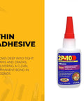 Pro Grade Thin Wood Adhesive Glue For Pros All Purpose Wood Repair 4000 PSI Tensile And Shear Strength Crystal Clear Dry Fills Micro Cracks 2 Oz Bottle Built For Fine Woodworking Projects And Quick Fixes
