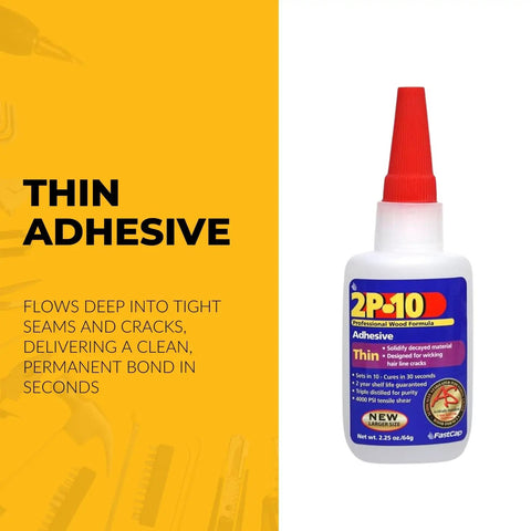 Pro Grade Thin Wood Adhesive Glue For Pros All Purpose Wood Repair 4000 PSI Tensile And Shear Strength Crystal Clear Dry Fills Micro Cracks 2 Oz Bottle Built For Fine Woodworking Projects And Quick Fixes