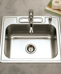 Glowtone 25 Inch Stainless Steel Topmount Kitchen Sink With 4-Hole Design, 8 Inch Deep Single Bowl, Fits 30 Inch Cabinets top view
