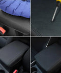 Leather Center Console Armrest Cover for Mazda CX-5 2017-2025, installed, black, durable leather, fits various trims, easy install