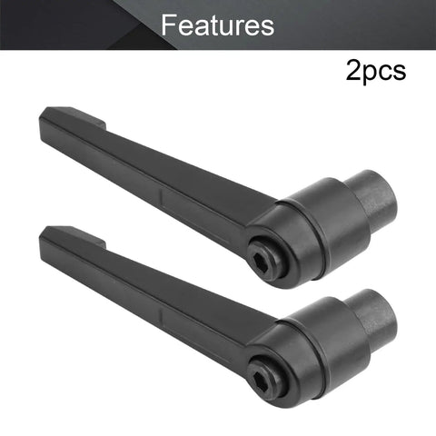 Heavy Duty 2 Pcs M10 Clamping Lever Handle With Female Thread Quick Release Lock And Rock Solid Aluminum Alloy Adjustable Knurled Thumb Wheel Knob For Garage Work And Woodshop Projects In Matte Black, shown from above.
