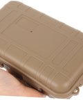 Person holding brown case from Five Pack Survival Storage Case And Shockproof Outdoor Organizer For Camping And Emergency Gear