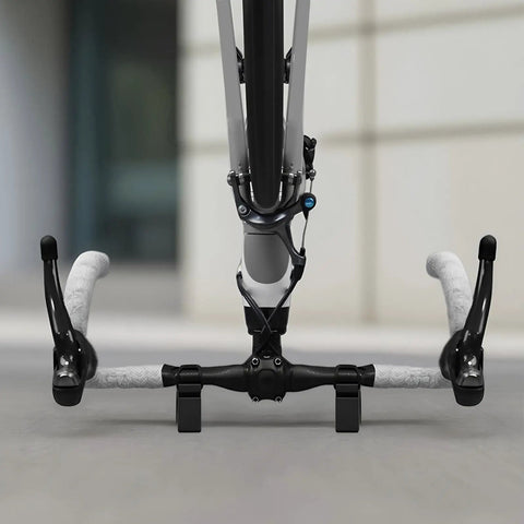Two Pack Portable Bike Repair Stand With Quick Release Handlebar Support for MTB Road and E Bikes, front view on floor