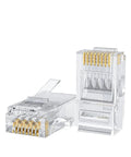100 Pack Cat6 RJ45 Connectors for Solid and Stranded UTP Ethernet Cables Crimp On Ends Transparent Clear Finish