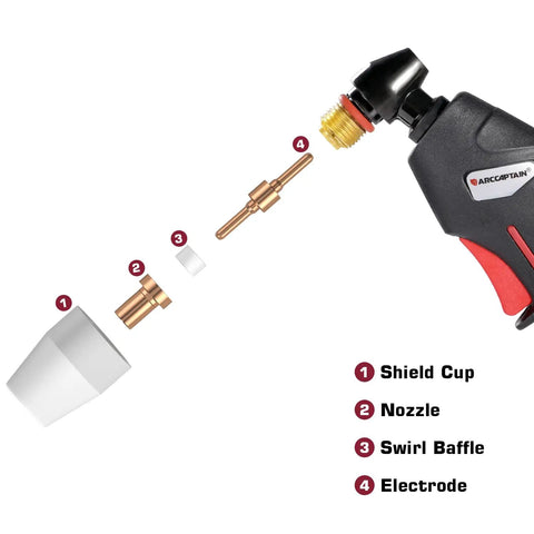110 Piece PT31 Plasma Cutting Consumables Set Fits PT31 Torch JG-40 LG-40 Cut-45 Cut-50 CT-312 MIG205 MP Pro Grade Kit Includes Shields Cups Nozzles Electrodes Swirl Baffles For Heavy Duty Metal Cutting