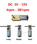 Beefy All Metal Gearbox DC Motor With Long Shaft For N20 Slow Speed High Torque Worm Gear 3V12V Single Or Dual Shaft Options