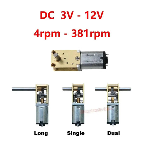 Beefy All Metal Gearbox DC Motor With Long Shaft For N20 Slow Speed High Torque Worm Gear 3V12V Single Or Dual Shaft Options