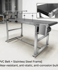 55 By 22 Inches Motorized Belt Conveyor Table With Heavy Duty Stainless Steel Build Anti Static PVC Belt