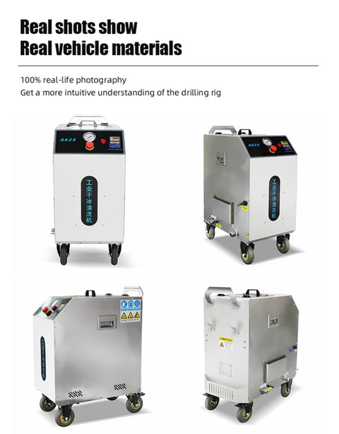 Pro Grade Industrial Dry Ice Blasting System For Equipment Cleaning And Surface Restoration Perfect For Production Line Maintenance Non Abrasive Eco Friendly Debris Removal Fast Setup Customizable Configurations And Accessories displaying four angles