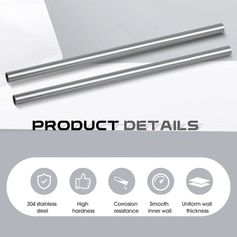 Two 1in OD 24in 304 stainless steel tubes with thickened walls, weldable, for industrial use