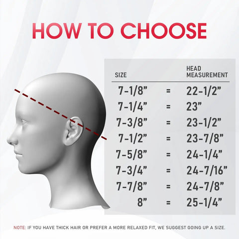 Size chart and head measurement guide for Reversible Welding Cap Skull Style With 260g Martin Fireproof Outer Fabric.
