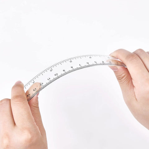 Hands bending Clear Plastic Ruler 6 Inch Plus 12 Inch, Super Handy Straight Ruler For School And Office, See Through Design With Dual Scales