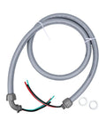 Heavy Duty Liquid Tight Flexible Conduit AC Whip Kit 3/4 Inch X 6 Foot showing flexible PVC hose with pre-terminated copper wires.